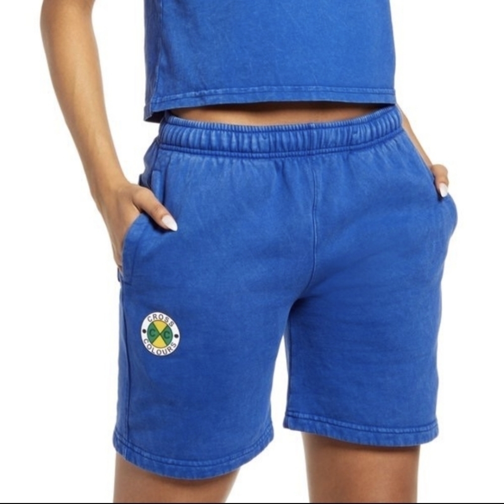 𝅺cross COLOURS blue sweat shorts 3x